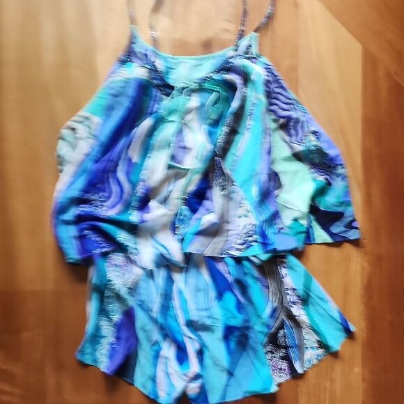 Camilla Turquoise and White Romper - Women's Size Small - Picture 5 of 7